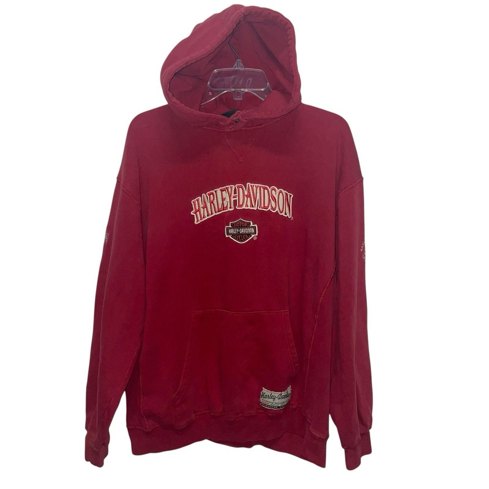 Harley-Davidson Hoodie Red Pullover Embroidered‎ Logo Greenville SC Dealer XL